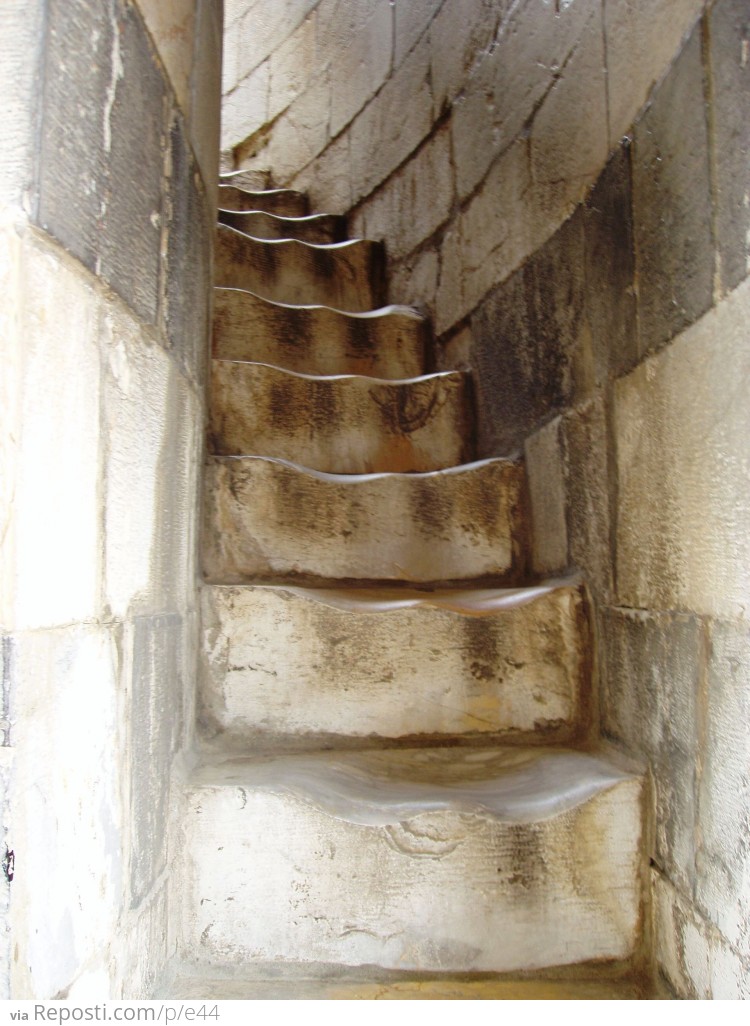 Marble steps of the Leaning Tower of Pisa