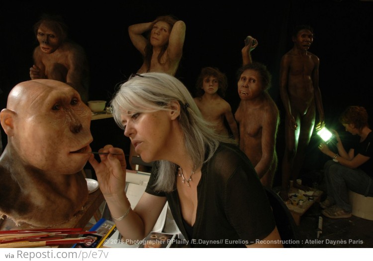 ###Paleoartist  Elisabeth Daynès at work
Paleoartist  Elisabeth Daynès at work