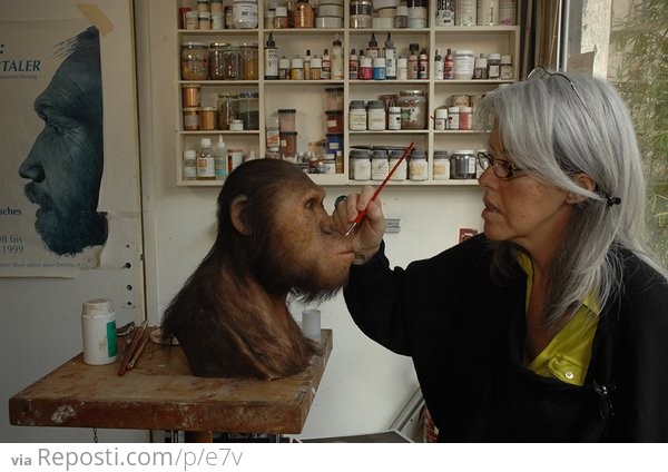 ###Paleoartist  Elisabeth Daynès at work
Paleoartist  Elisabeth Daynès at work