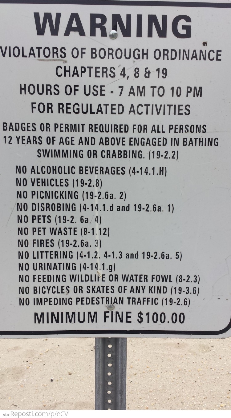 NJ Beach Rules