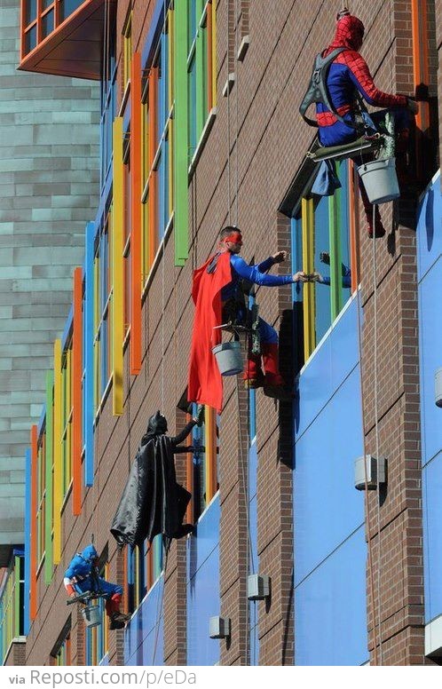 Window washers at Children's Hospital of Pittsburgh