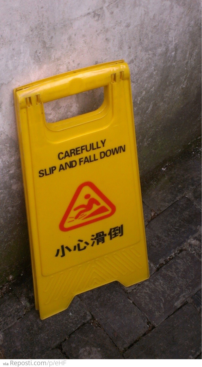 Carefully slid and fall down