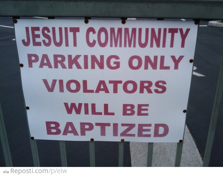 Jesuit community parking sign at Loyola Marymount University