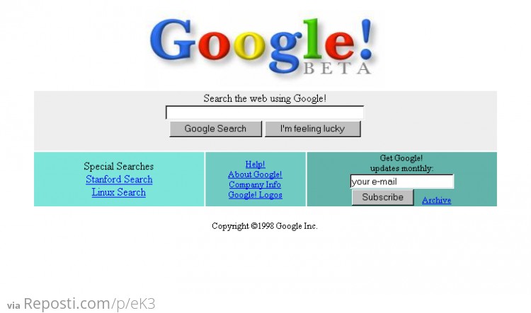 Google's original homepage