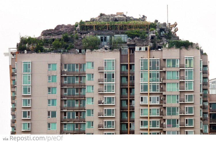 Wealthy Beijing doctor took over the roof of the apartment building where he lives, and built his personal illegal villa