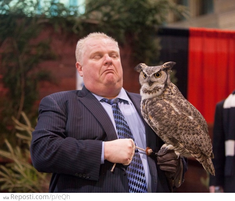 Rob Ford holding an owl