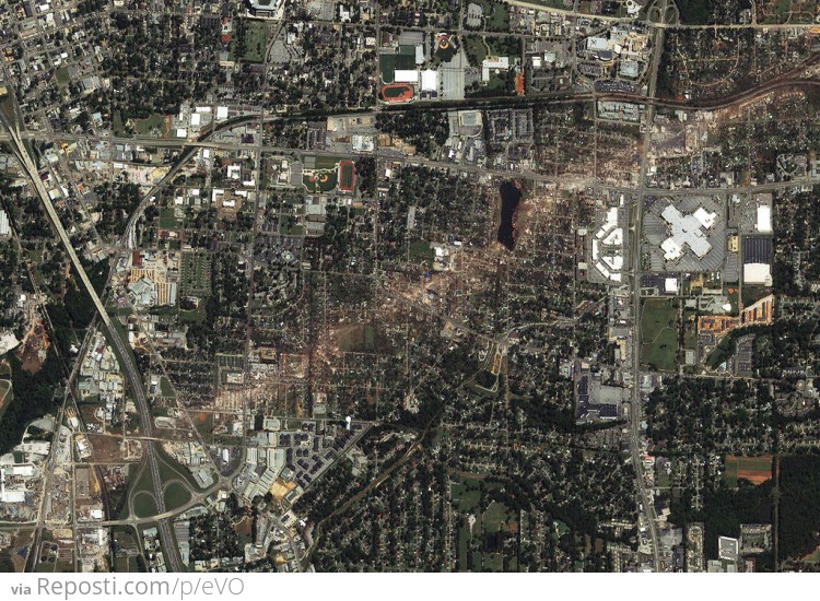 Satellite Image of a Tornado Aftermath