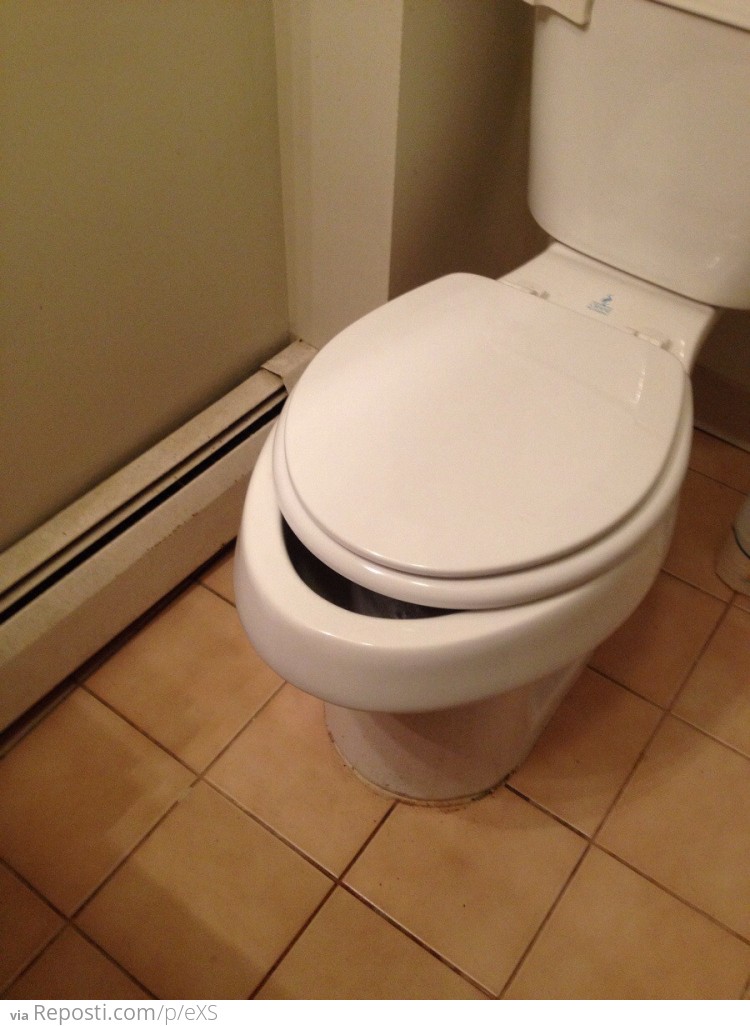 Toilet with a bad under-bite