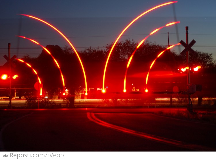 Long exposure railroad crossing