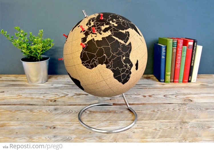 A globe made of cork