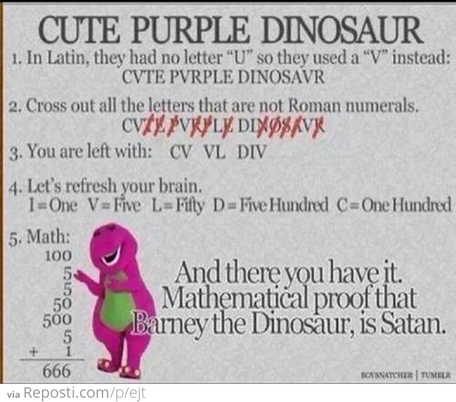 Proof that Barney is Satan