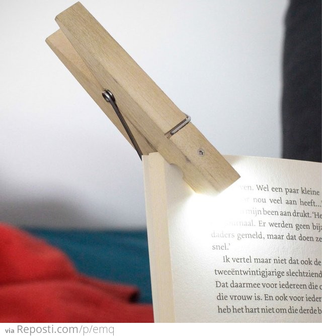 Clothespin book light