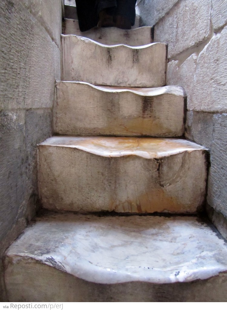 Worn down marble steps