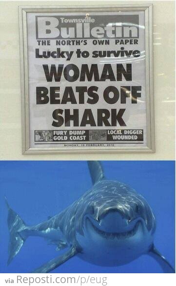 Woman Beats off Shark