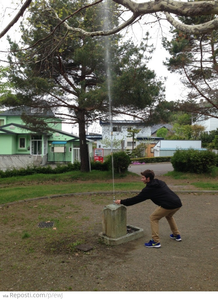 Overpowered playground water fountain