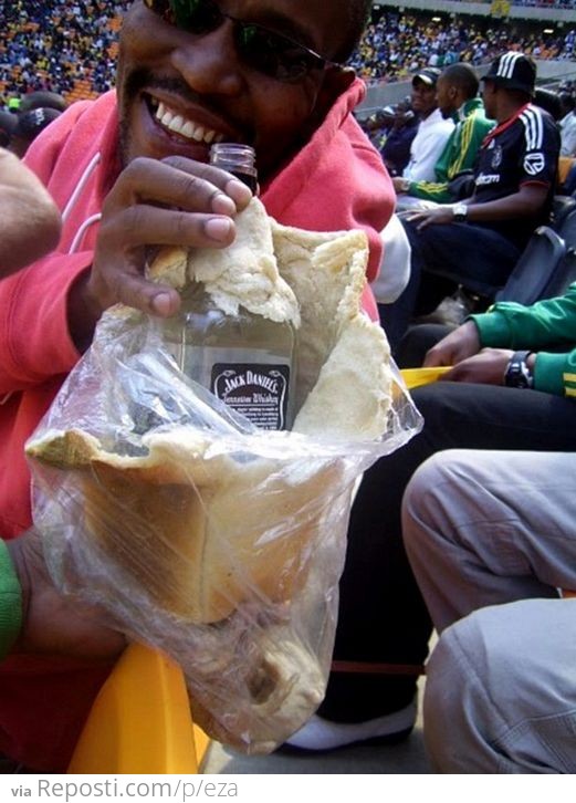 Drinking some bread at the game