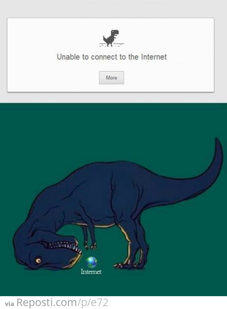 "Unable to connect to the internet."