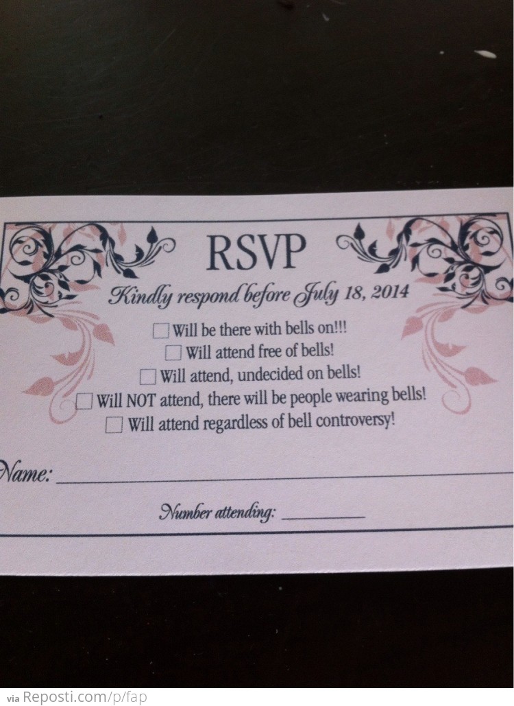 Wedding invitation reply card