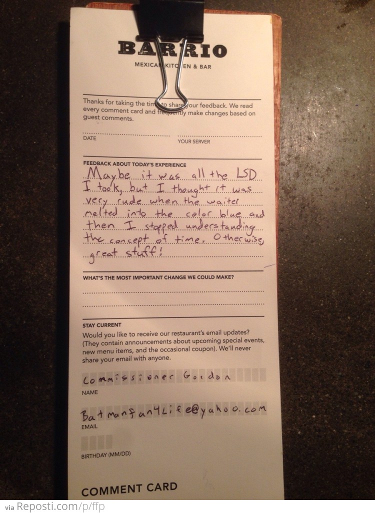 Comment card