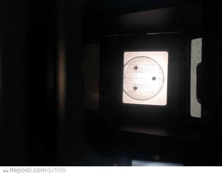 This is a view from inside the lens marker.  We calculate the amount of drop or rise and inset required to line up the RX with the patients pupils.
