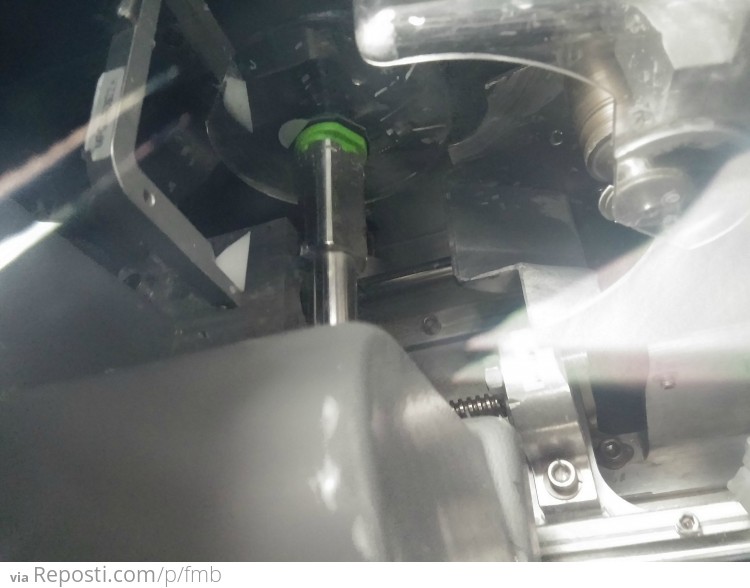 Sorry for the bad angle.  Here the probes are checking the thickness.