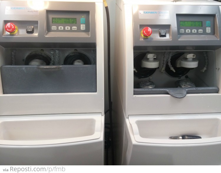 Here is a backed up picture of both machines as you can see they are identical and you can use either one for either job (polishing of fining) just depends on the time pressure and what kind of "slurry"(liquid) you are using.