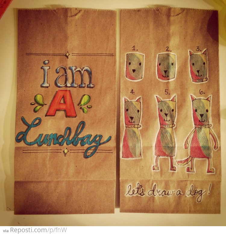 ###I am a lunchbag and drawing a dog
