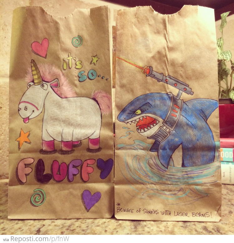###Fluffy unicorn and a shark with a frickin laser
