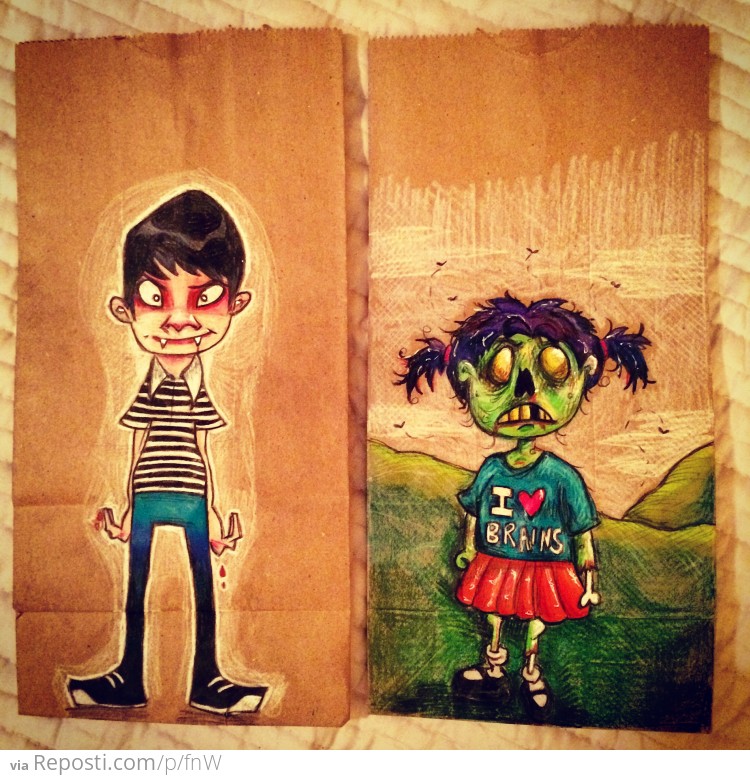 ###Teen vampire and little girl zombie
