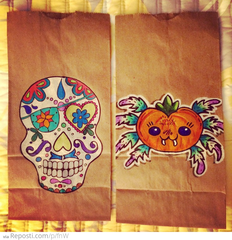 ###Sugar skull and pumpkin spider
