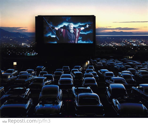 Charlton Heston as Moses in “The Ten Commandments,” drive-in theater, Utah, 1958