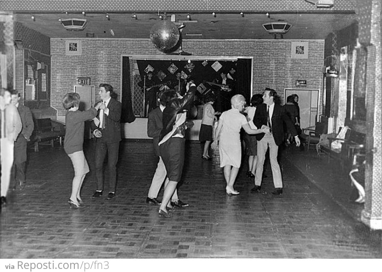 The Beatles play for 18 people in the Aldershot club, December 1961. They were to become superstars in one and a half years time