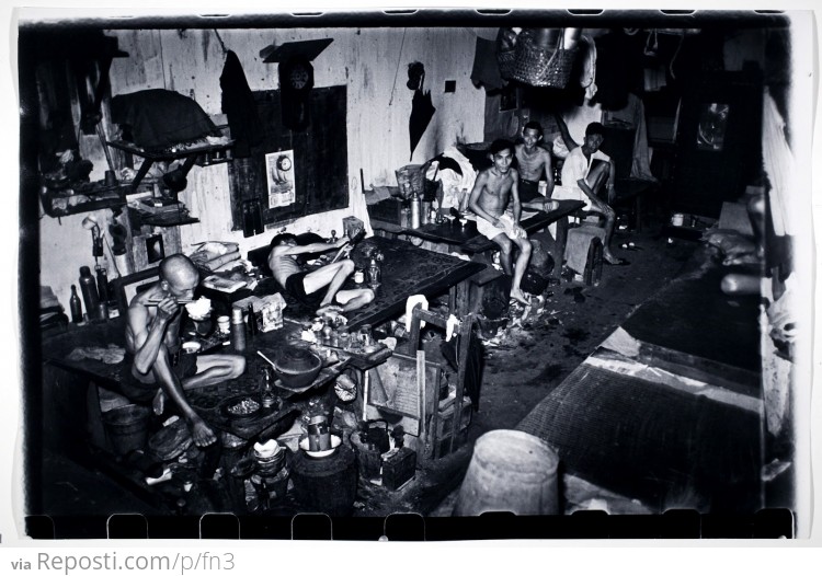 An opium den in Singapore, 1941