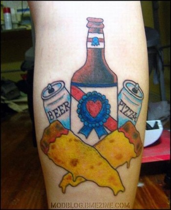 Beer and Pizza Tattoo