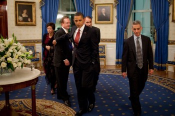 President Barack Obama With Staffers