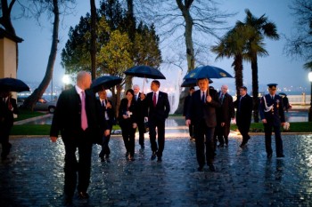 President Barack Obama In The Rain