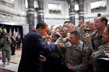 President Barack Obama With Troops