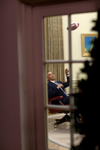 President Barack Obama With Football
