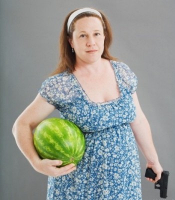 Woman With Watermelon And Gun