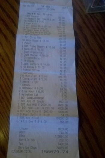 Boston Bruins Bar Tab