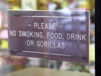 No Smoking, Food, Drink or Gorillas