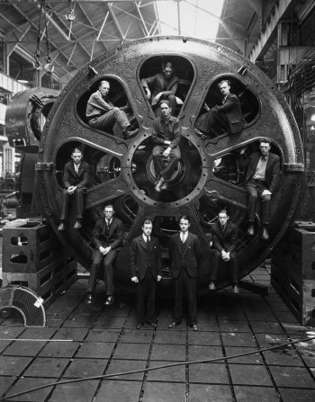 Men Posing Inside A General Electric Motor, 1928