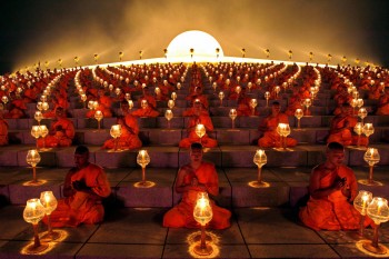 Buddhist Monk Lantern Lighting Ceremony