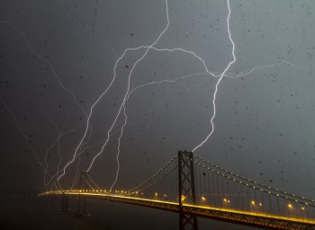 The Bay Bridge Gets A Bit of Lightning