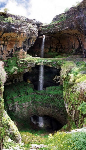 Waterfall Through Cave in Lebanon