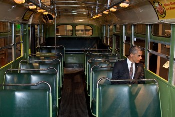 Obama Sits Where Rosa Parks Sat