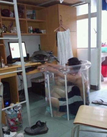 "Don't just sit by the computer all day! Go swim, or something!"
