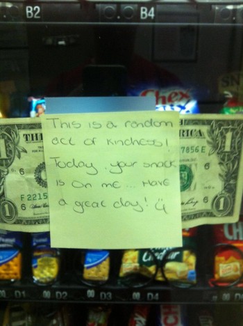 This was on the vending machine at work this morning...