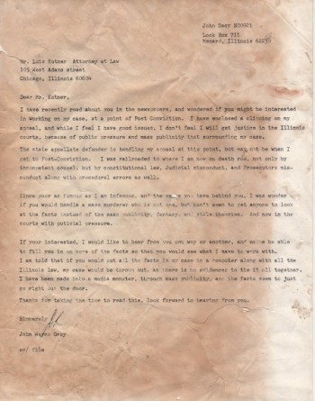 I found a letter in my basement from John Wayne Gacy.