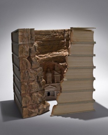 Detailed cave temple carved from 7 books
